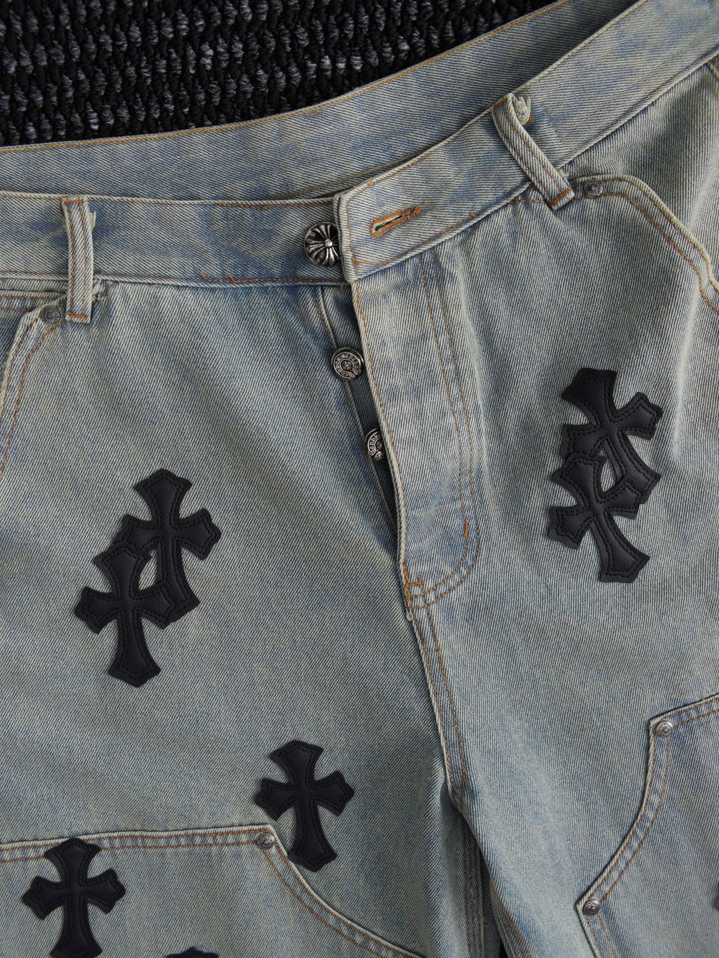 Chrome Hearts Cross Patch Denim Shorts — front