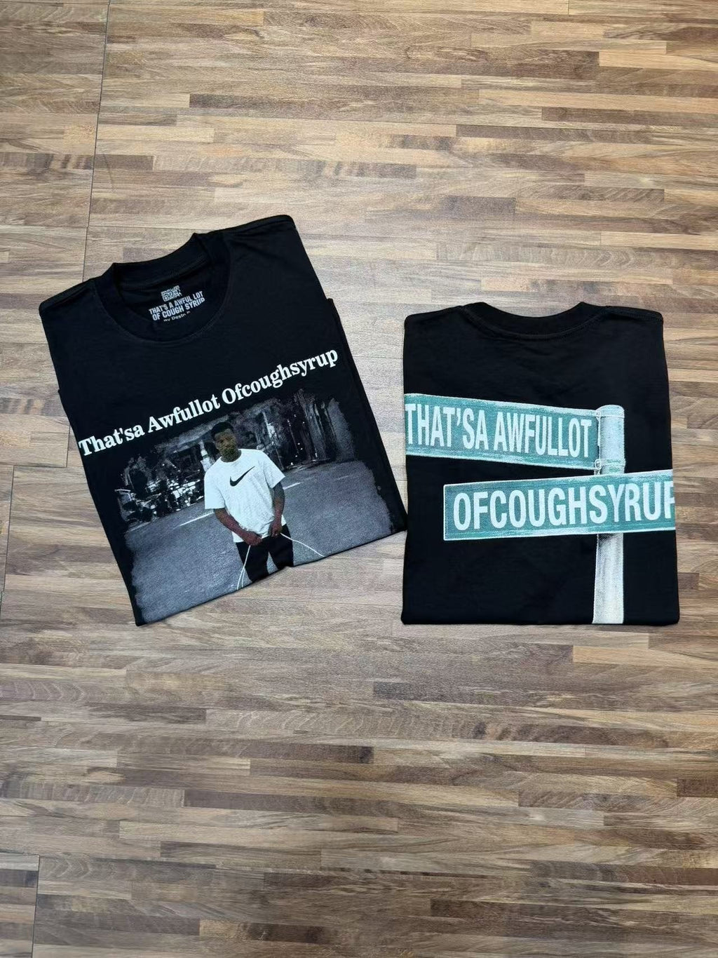 THAT'S A AWFUL LOT OF COUGH SYRUP Short-Sleeve Graphic T-Shirt — detail