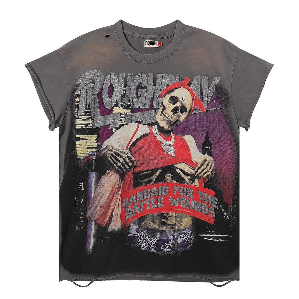 Rough Play Skull Globe Sleeveless T-Shirt — hero