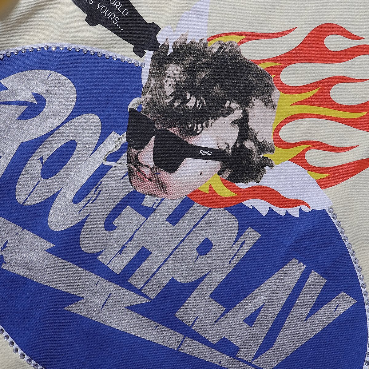 Rough Play SoulBoy Rhinestone Graphic Long-Sleeve T-Shirt — detail