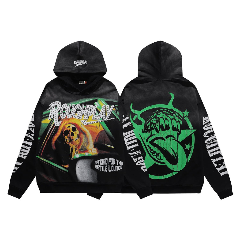 Rough Play In Car Skull Graphic Hoodie — hero