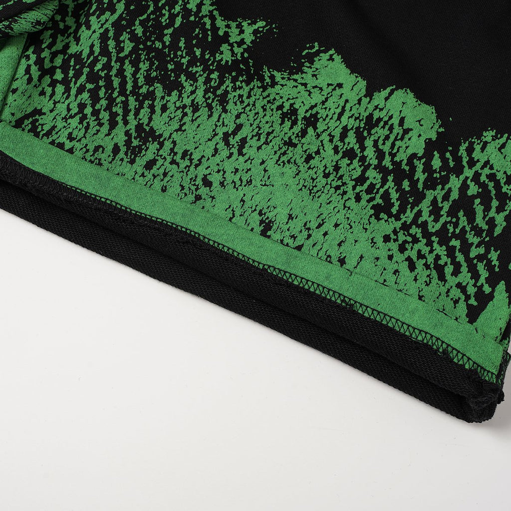 ASAALL Black Multicolor Graphic Shorts — fabric_closeup