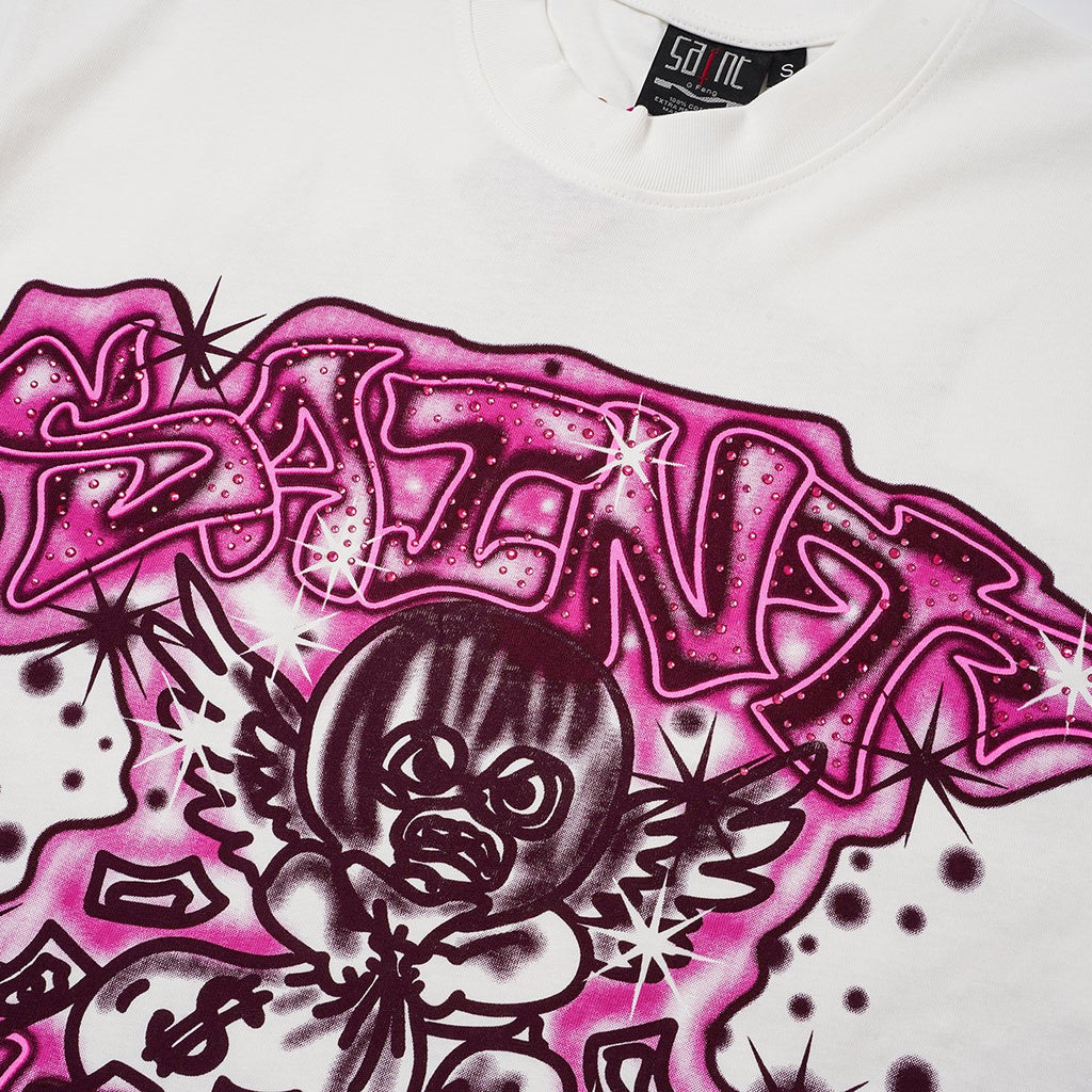 SAINT Rhinestone Front & Back Graphic T-Shirt — detail