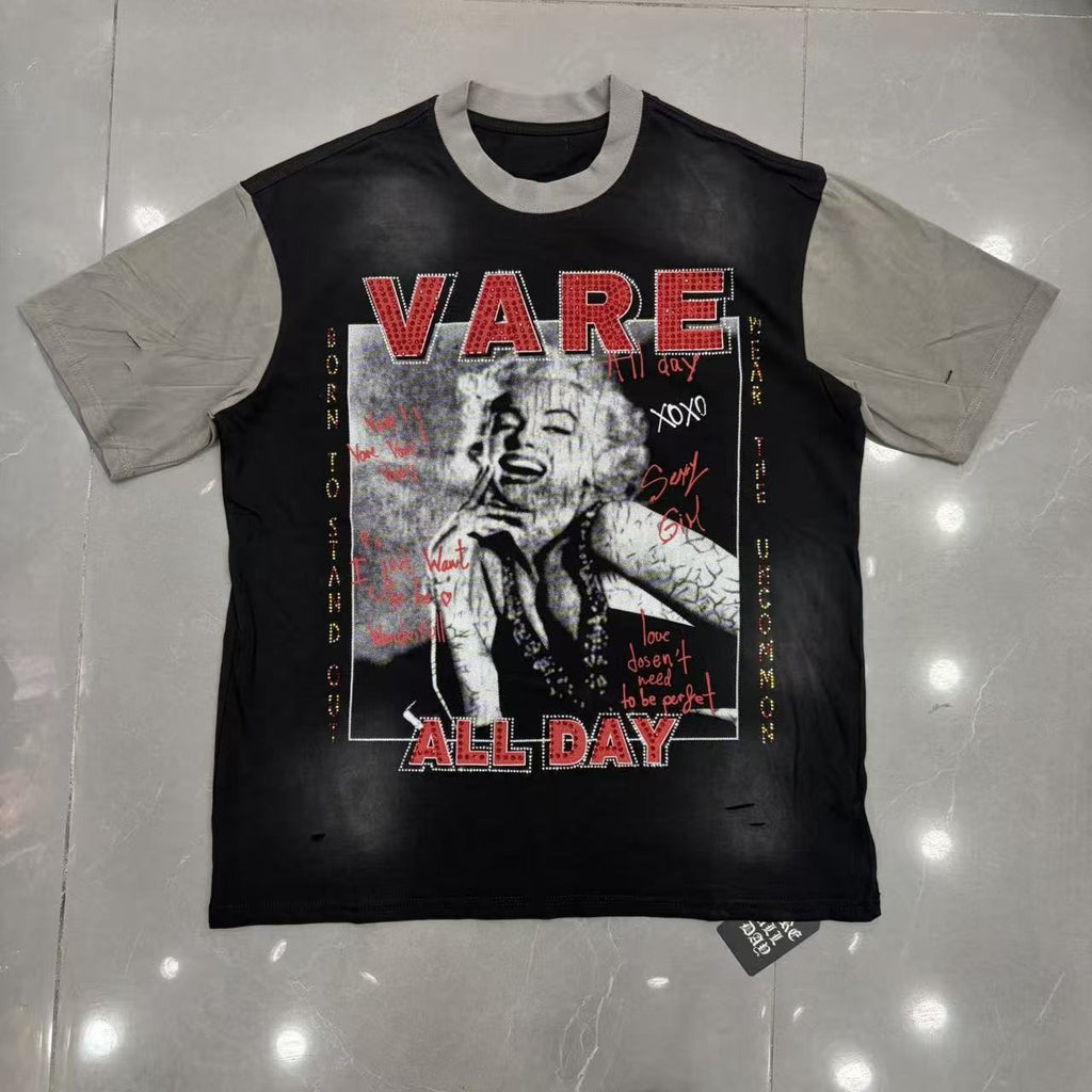 VARE ALL DAY Portrait Graphic Contrast-Sleeve T-Shirt — hero