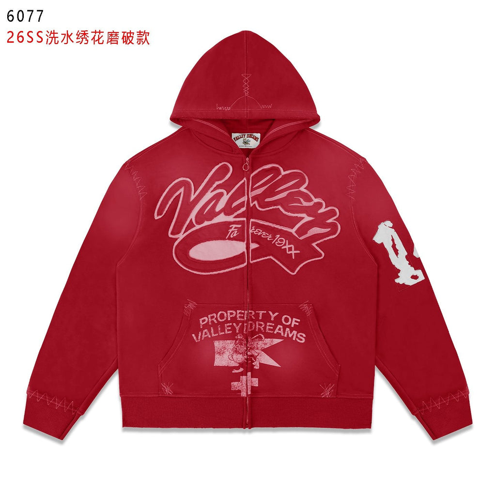 Valley Dreams Washed Full-Zip Graphic Hoodie — front