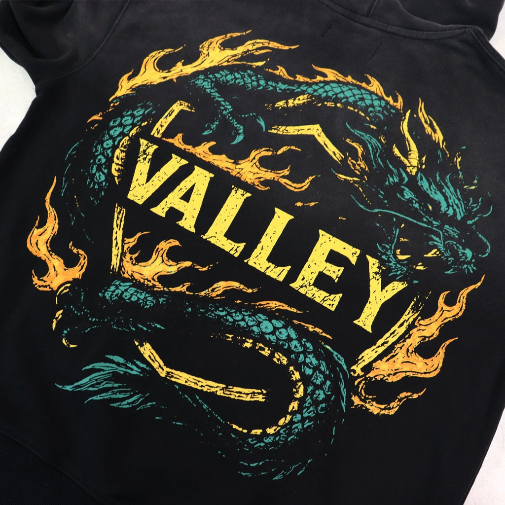 Valley Dreams Dragon Flame Graphic Hoodie — detail