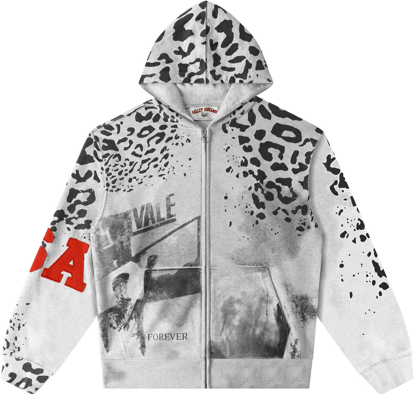 Valley Dreams Forever Leopard Panel Zip Hoodie — front