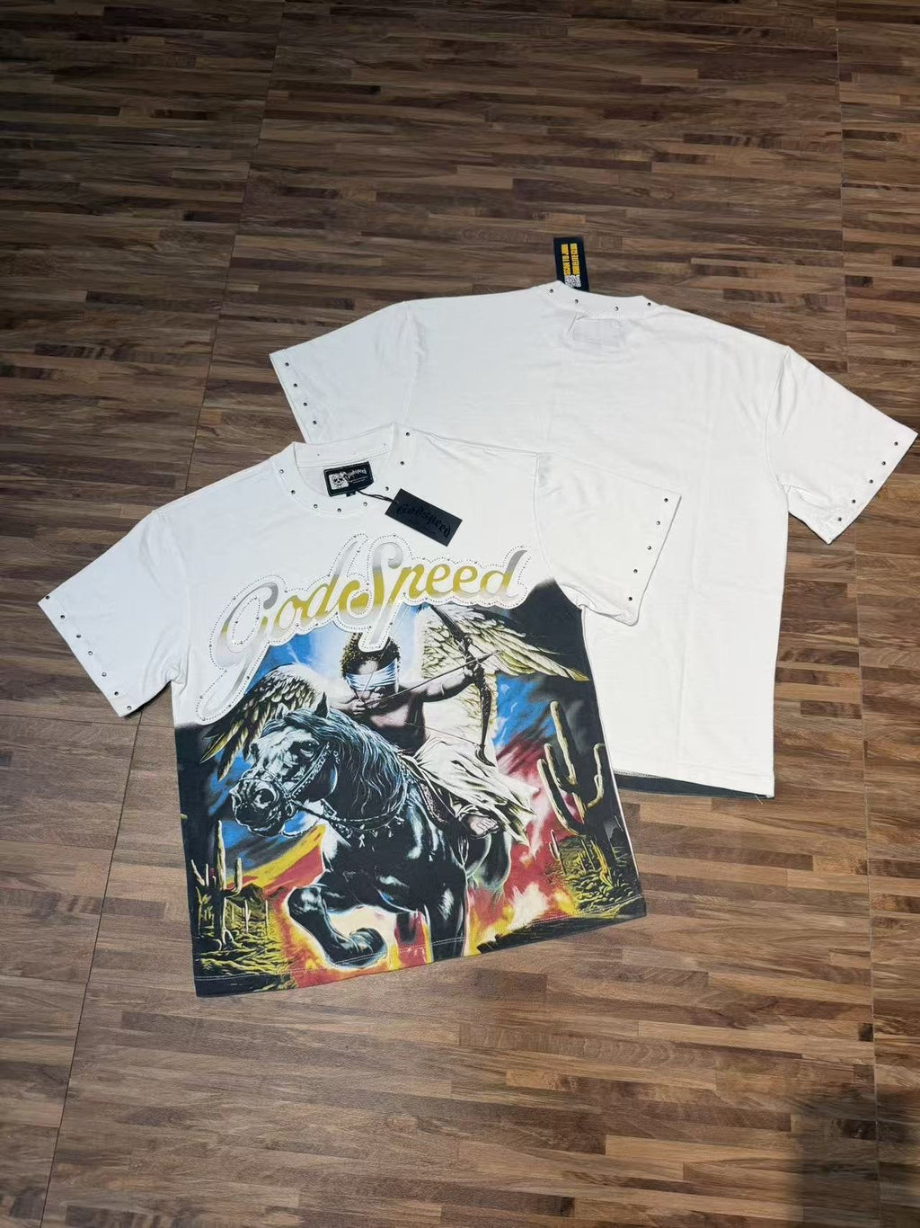 Godspeed Angel Horse Rhinestone Graphic T-Shirt — context