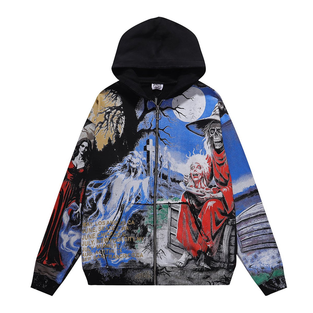 VALE USA Ghost Halloween Graphic Zip-Up Hoodie — hero