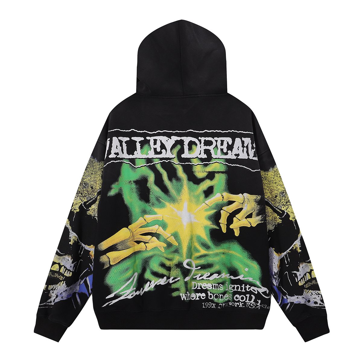 VALE USA Gravedigger Skull Graphic Zip Hoodie — back