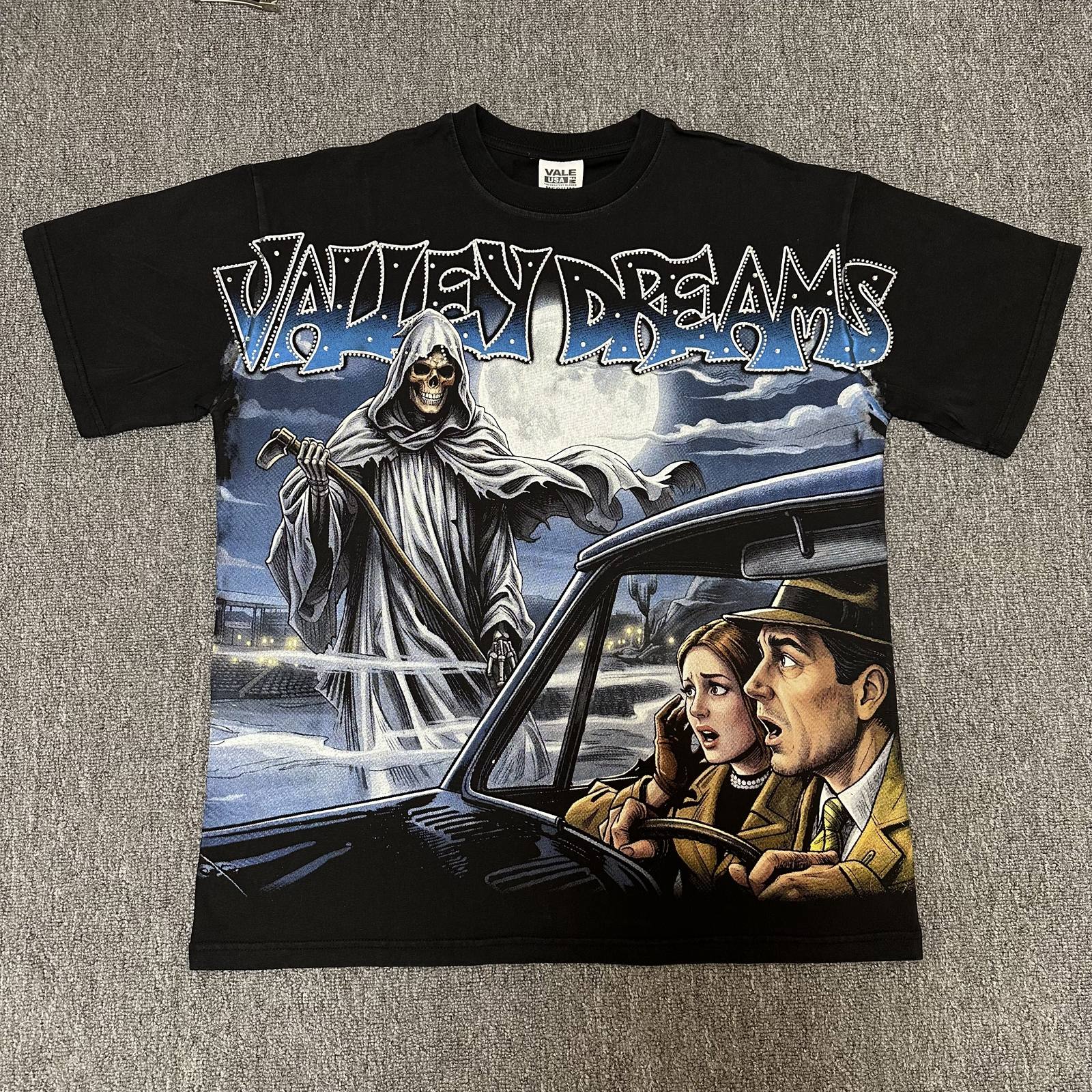 VALE USA Valley Dreams Rhinestone Graphic T-Shirt — front