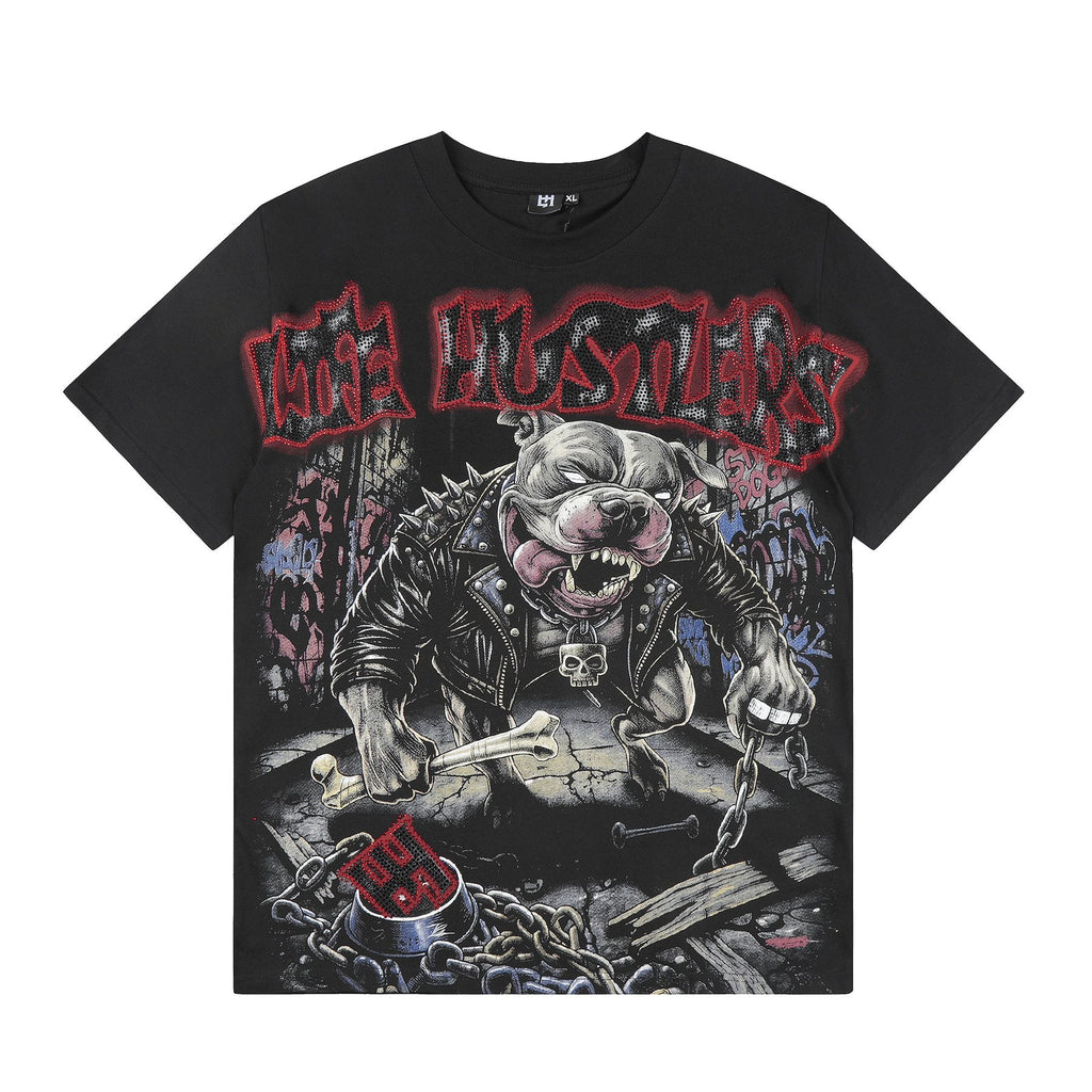 Life Hustlere Black Red/Gray Graphic Short-Sleeve T-Shirt — front