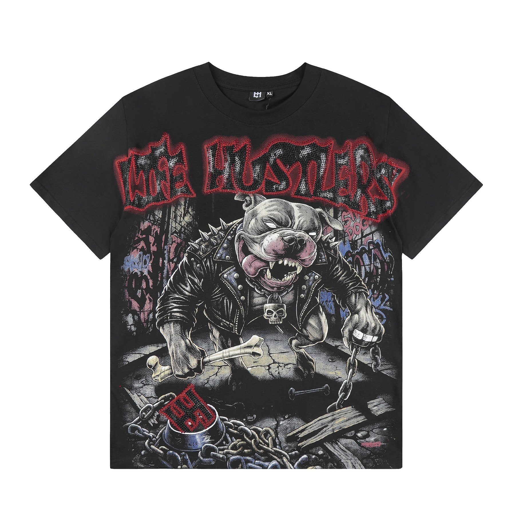 Life Hustlere Black Red/Gray Graphic Short-Sleeve T-Shirt — front