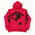 Sp5der Red Graphic Zip Hoodie — hero