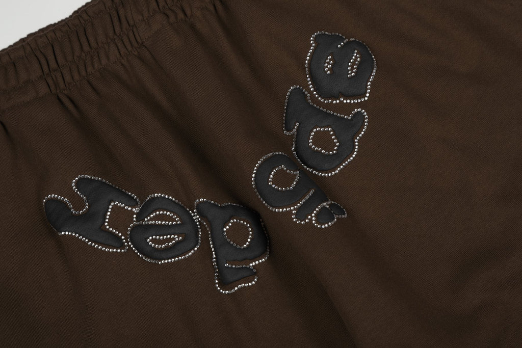 Sp5der Brown Spiderweb Hoodie & Sweatpants Matching Set — detail