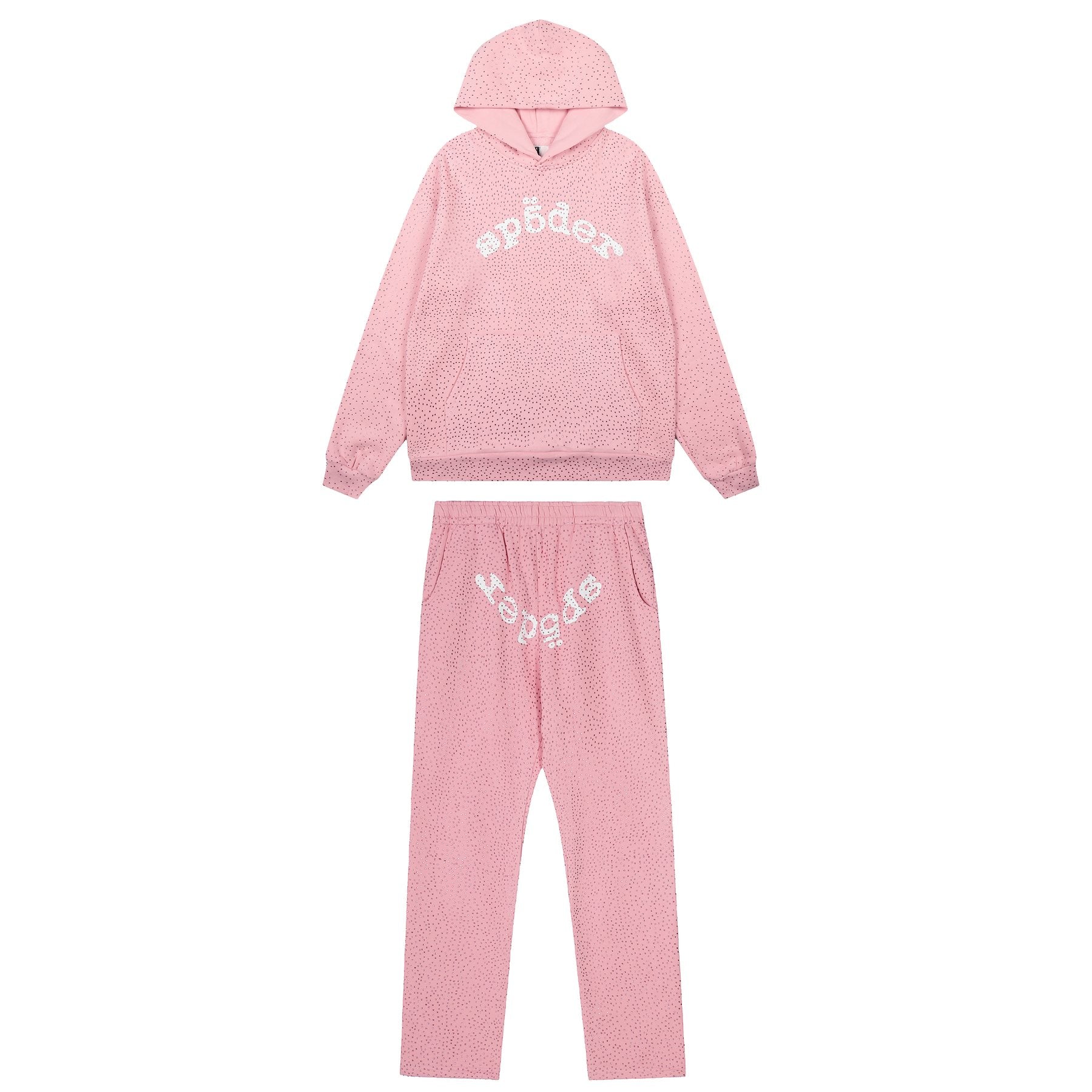 Sp5der Rhinestone Hoodie & Pants Matching Set — front