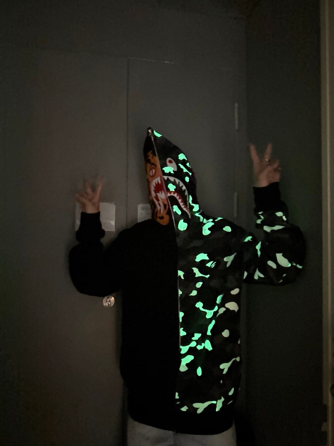 BAPE Shark Glow Camo Full-Zip Hoodie — front