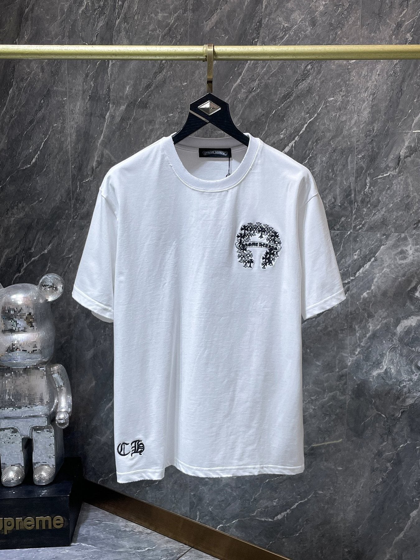 Chrome Hearts Floral Cross Embroidered Graphic T-Shirt — front