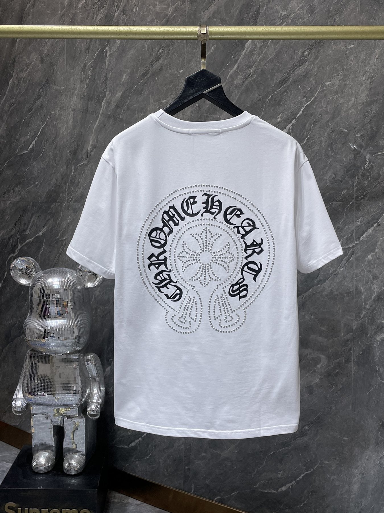 Chrome Hearts Rhinestone Cross Horseshoe Graphic T-Shirt — back