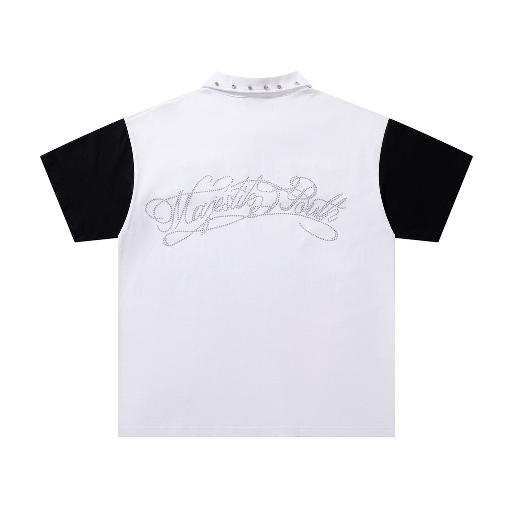 MAJESTIK Car Graphic Zip-Front Short-Sleeve T-Shirt — back