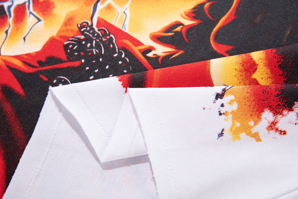 MAJESTIK Skull & Flame Graphic T-Shirt — detail