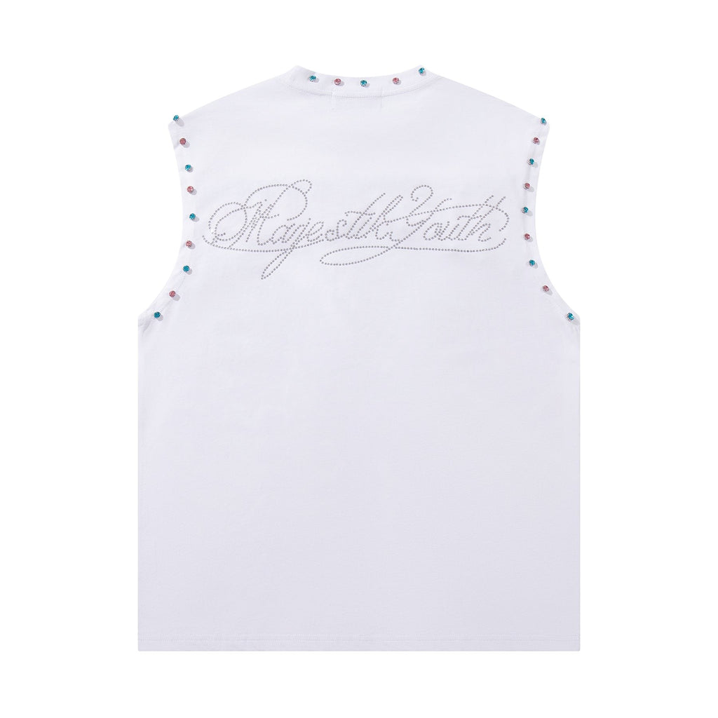 MAJESTIK Horse Rider Rhinestone Sleeveless T-Shirt — back