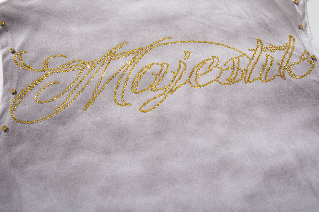 MAJESTIK Studded Washed Graphic Sleeveless T-Shirt — detail