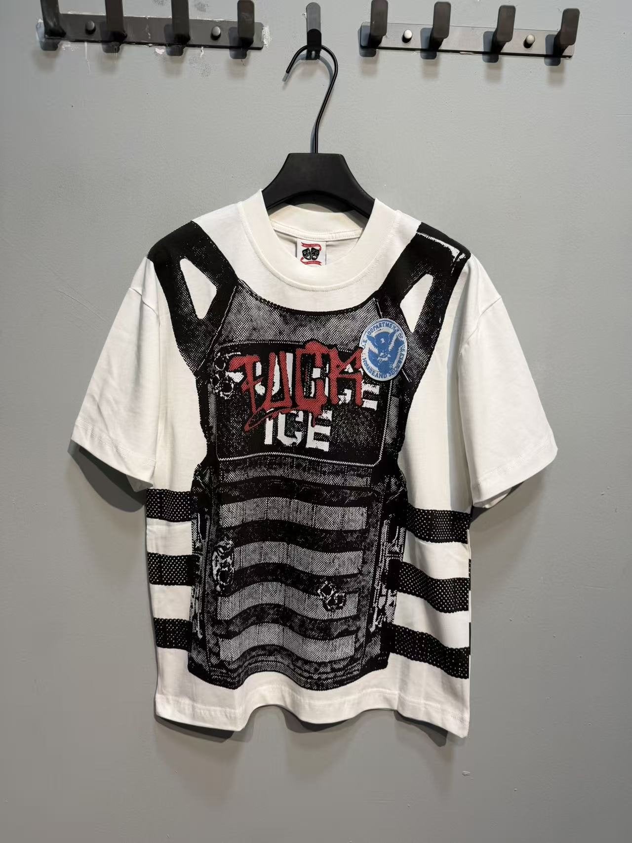 ASAALL Striped Panel Graphic Short-Sleeve T-Shirt — front