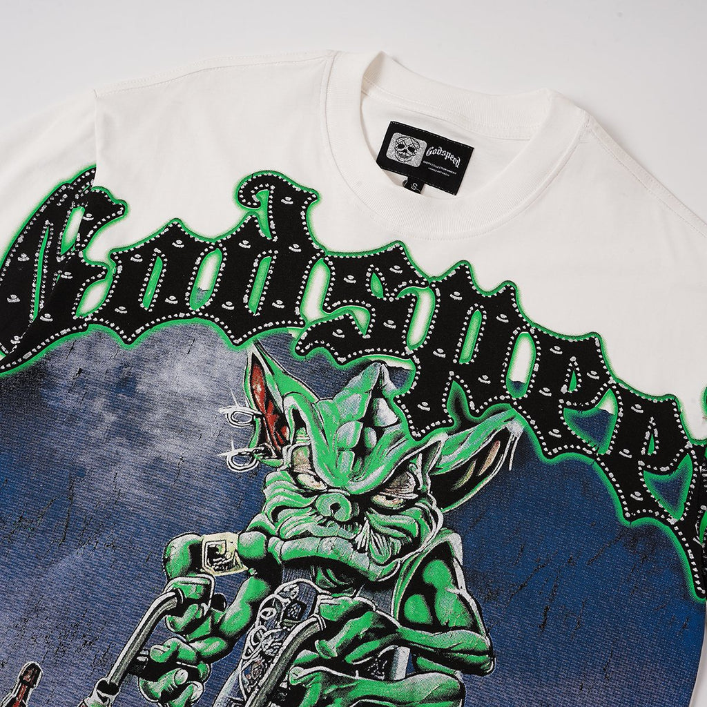 Godspeed Green Cart Character Graphic T-Shirt — detail