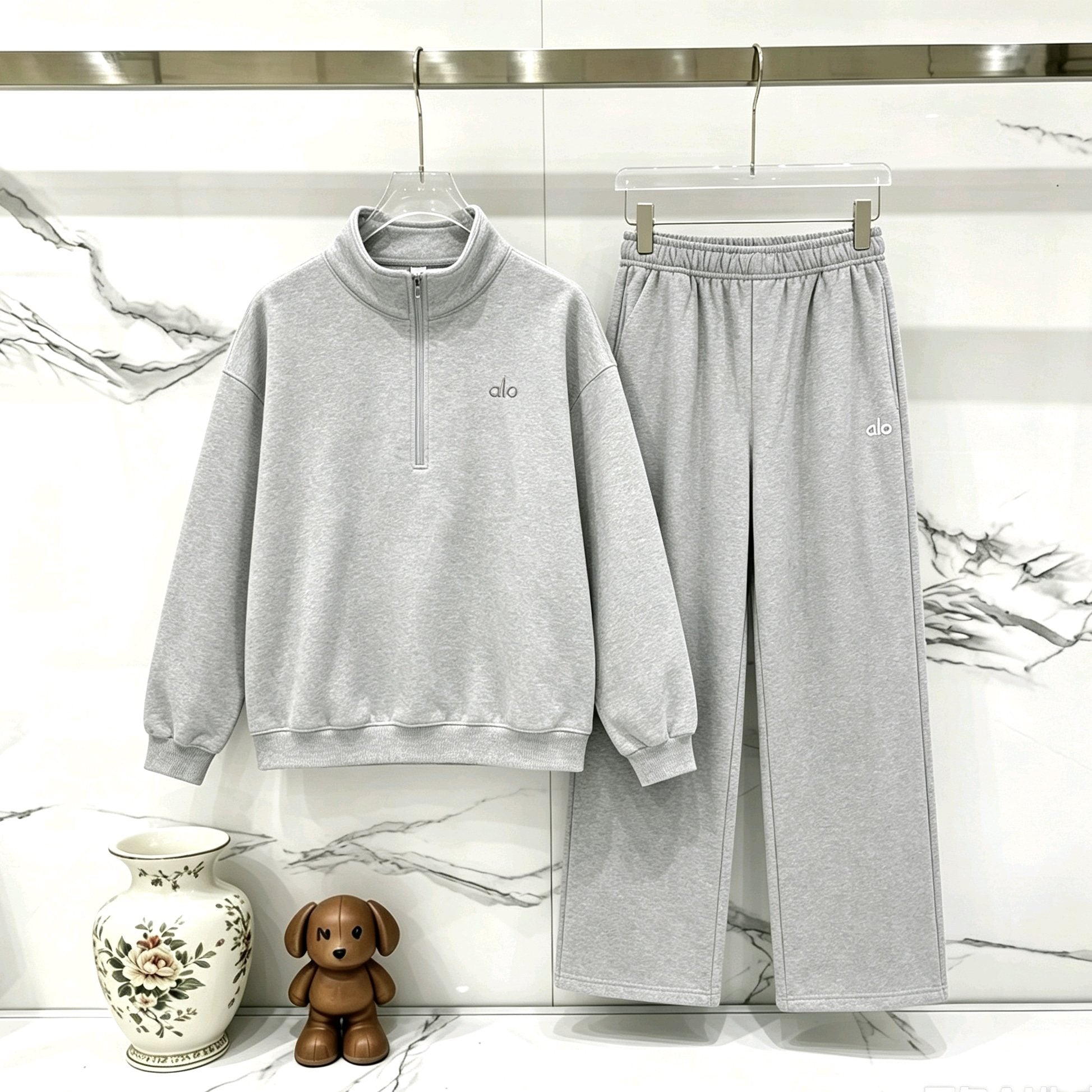 alo K503 Half-Zip Sweatshirt & Sweatpants Matching Set — hero