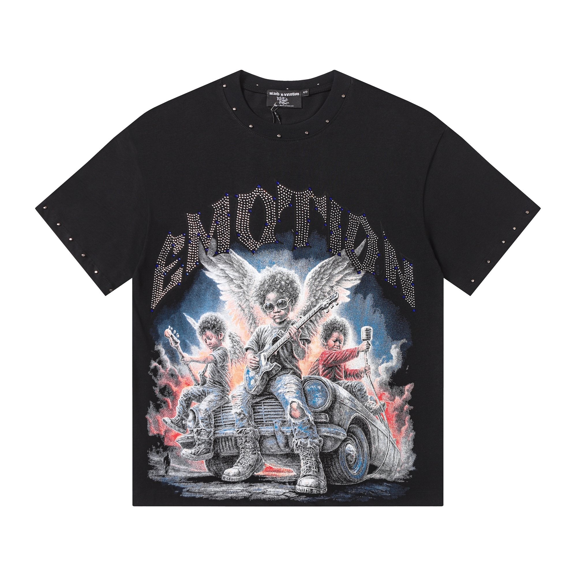MIXED EMOTION Studded Angel Graphic T-Shirt — hero
