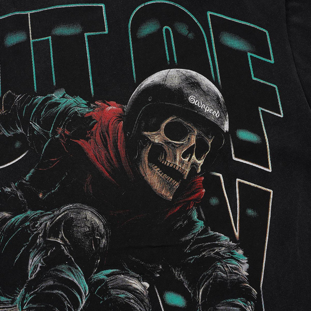 Godspeed Racing Skull Skateboarder Graphic T-Shirt — detail