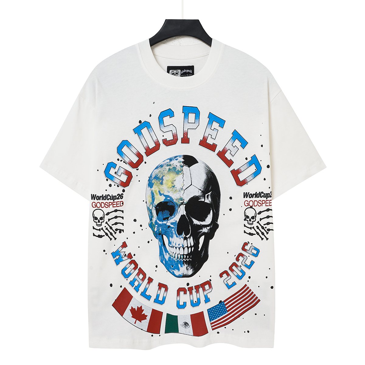Godspeed World Cup 2026 Skull Globe T-Shirt — hero