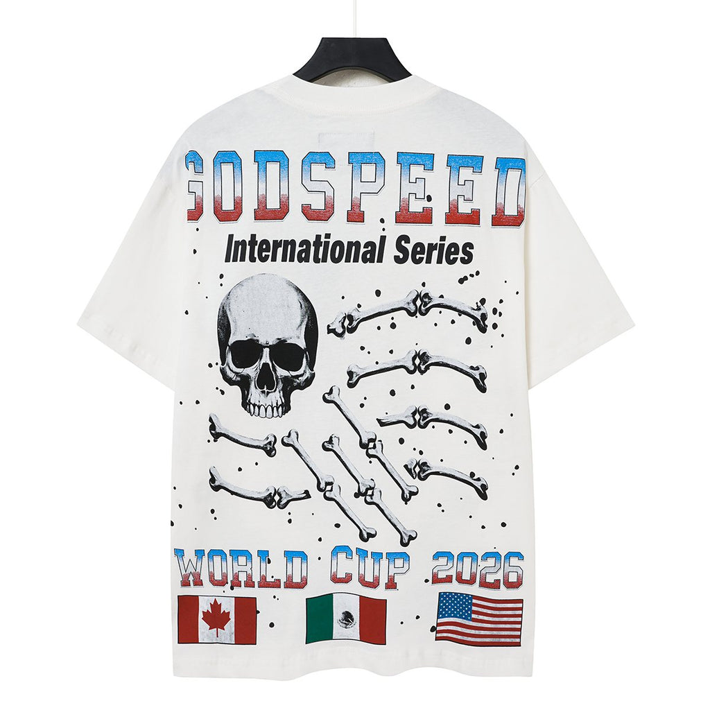 Godspeed World Cup 2026 Skull Globe T-Shirt — back