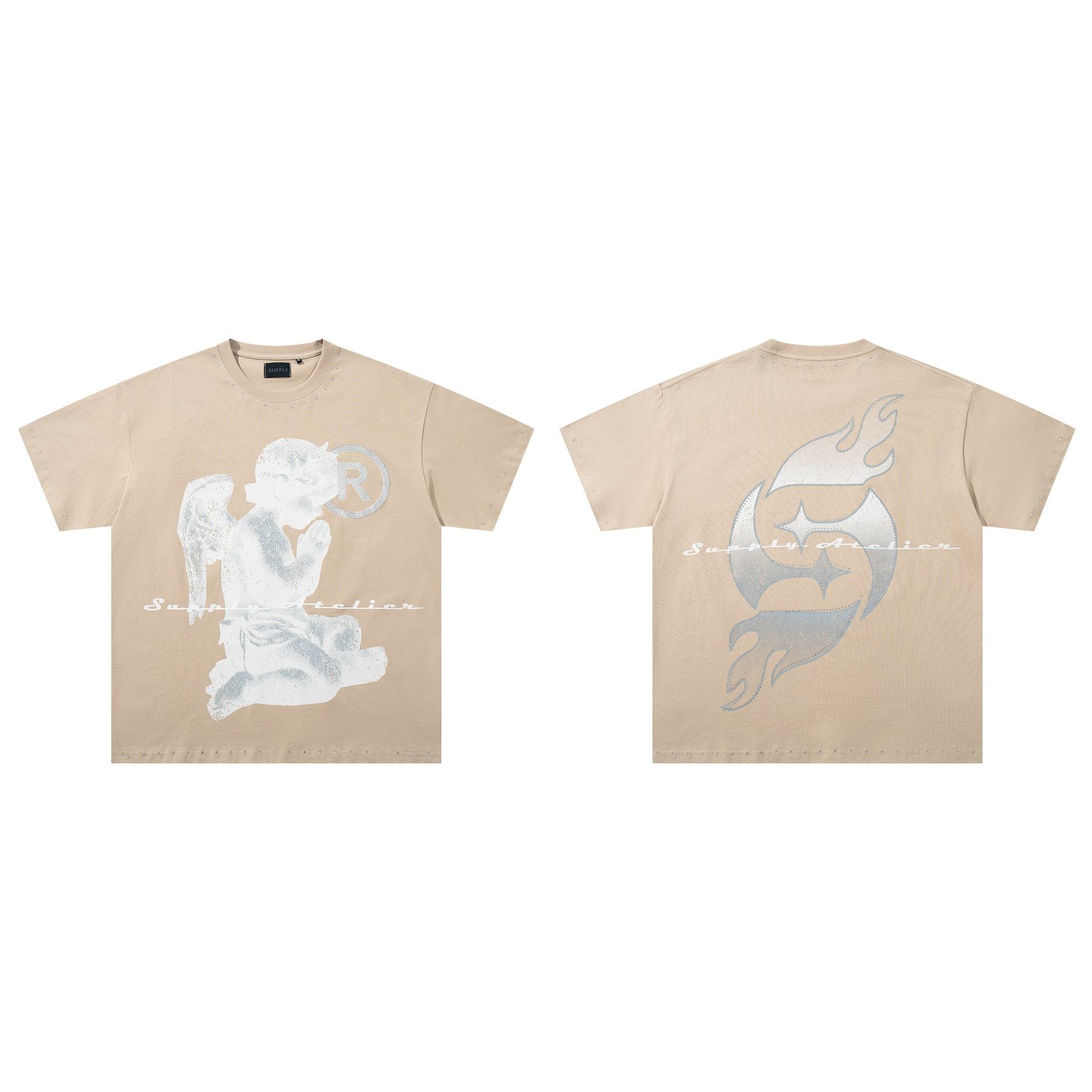 SUPPLY TEE Stud-Trim Flame Graphic T-Shirt — hero