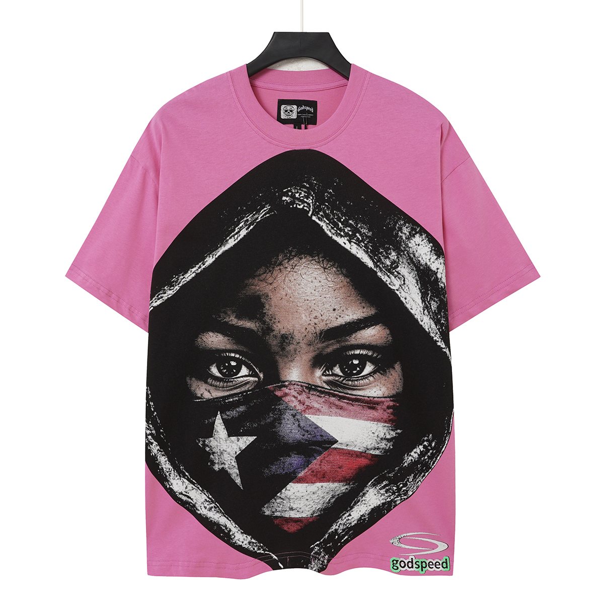 Godspeed Hooded Flag Portrait Graphic T-Shirt — hero