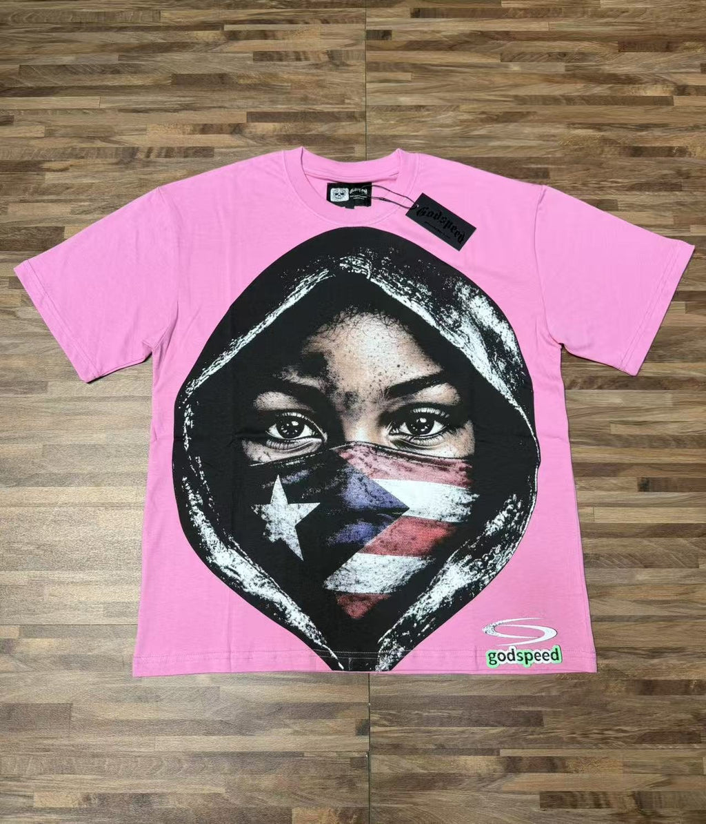 Godspeed Hooded Flag Portrait Graphic T-Shirt — front