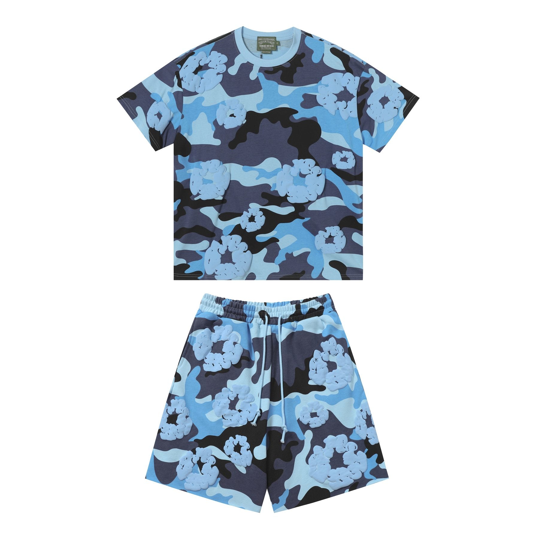 DENIM TEARS Floral Camo T-Shirt & Shorts Set — front