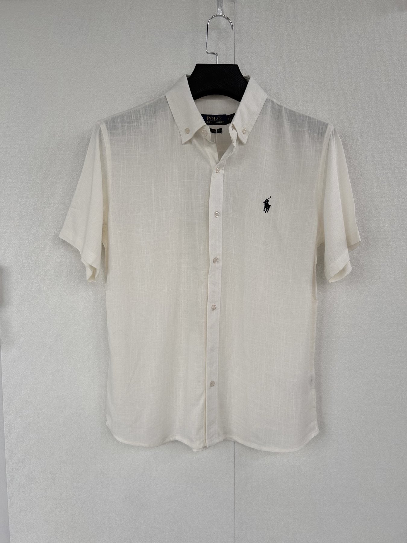 Test2-Ralph Lauren Ivory Linen Short-Sleeve Button-Front Shirt — front