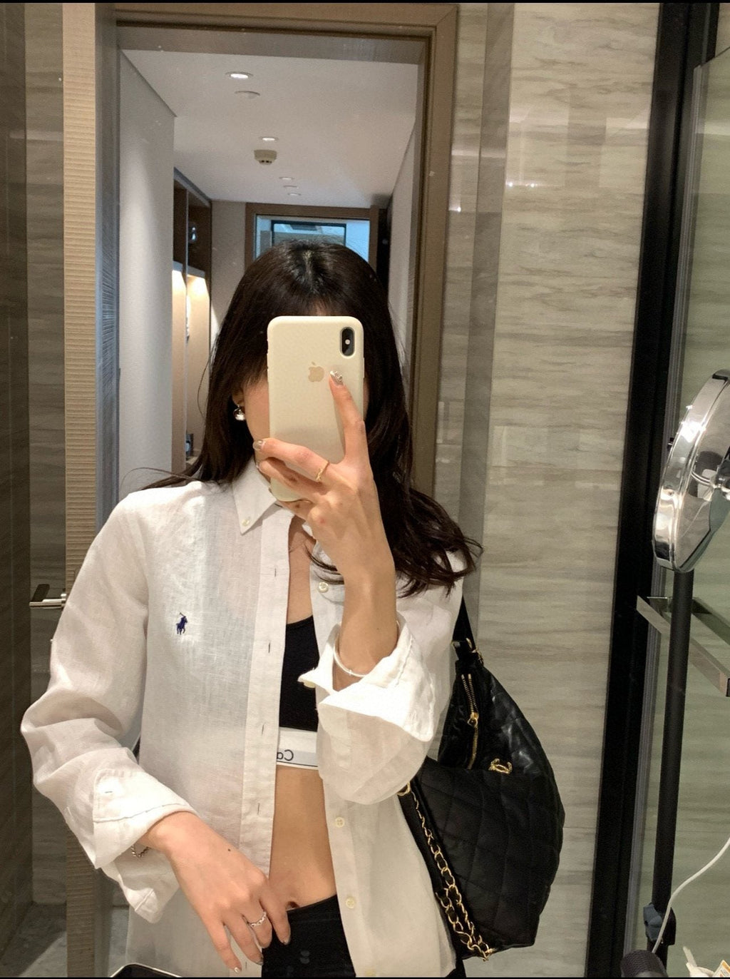 Test2-Ralph Lauren Ivory White Linen Long-Sleeve Shirt — model