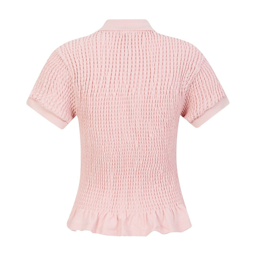 Test2-Ralph Lauren Ruffled-Hem Piqué Polo Top — back