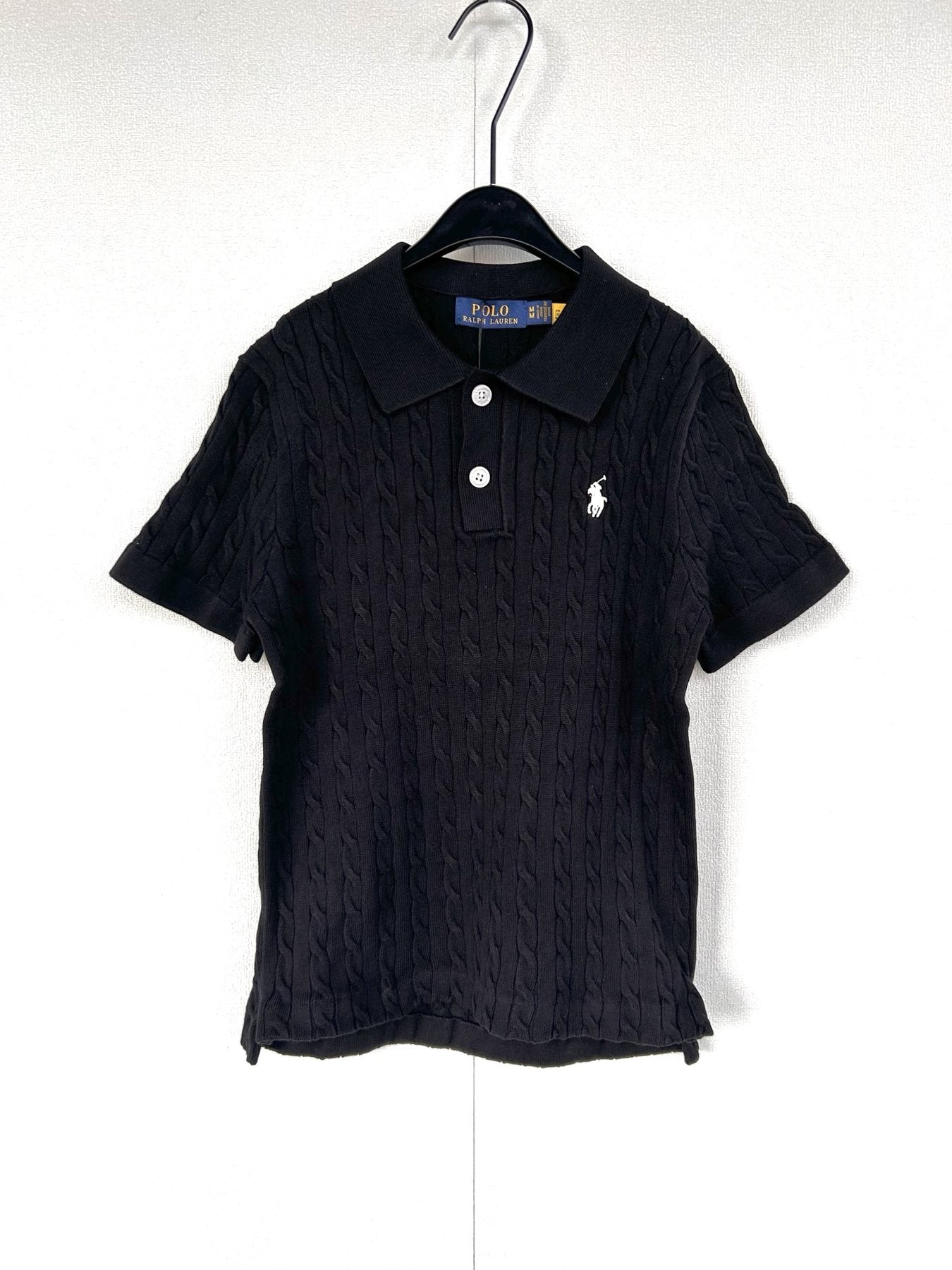Test2-Ralph Lauren Women's Cable-Knit Short-Sleeve Polo Shirt — front