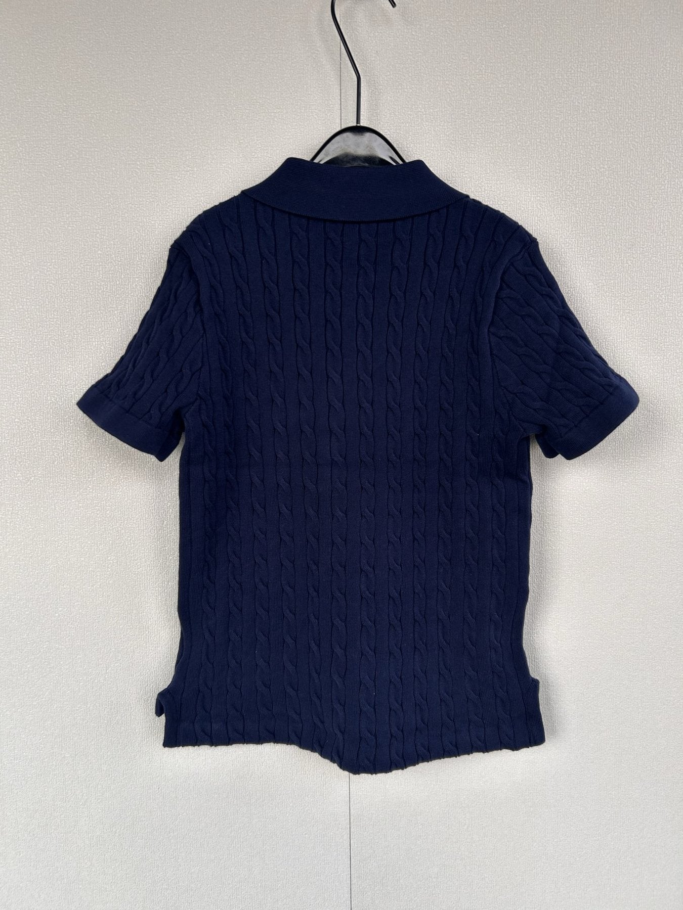 Test2-Ralph Lauren Women's Cable-Knit Short-Sleeve Polo Shirt — back